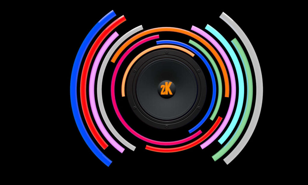 Vibrant Music Speaker Wallpaper: Colorful Sound Waves on Black