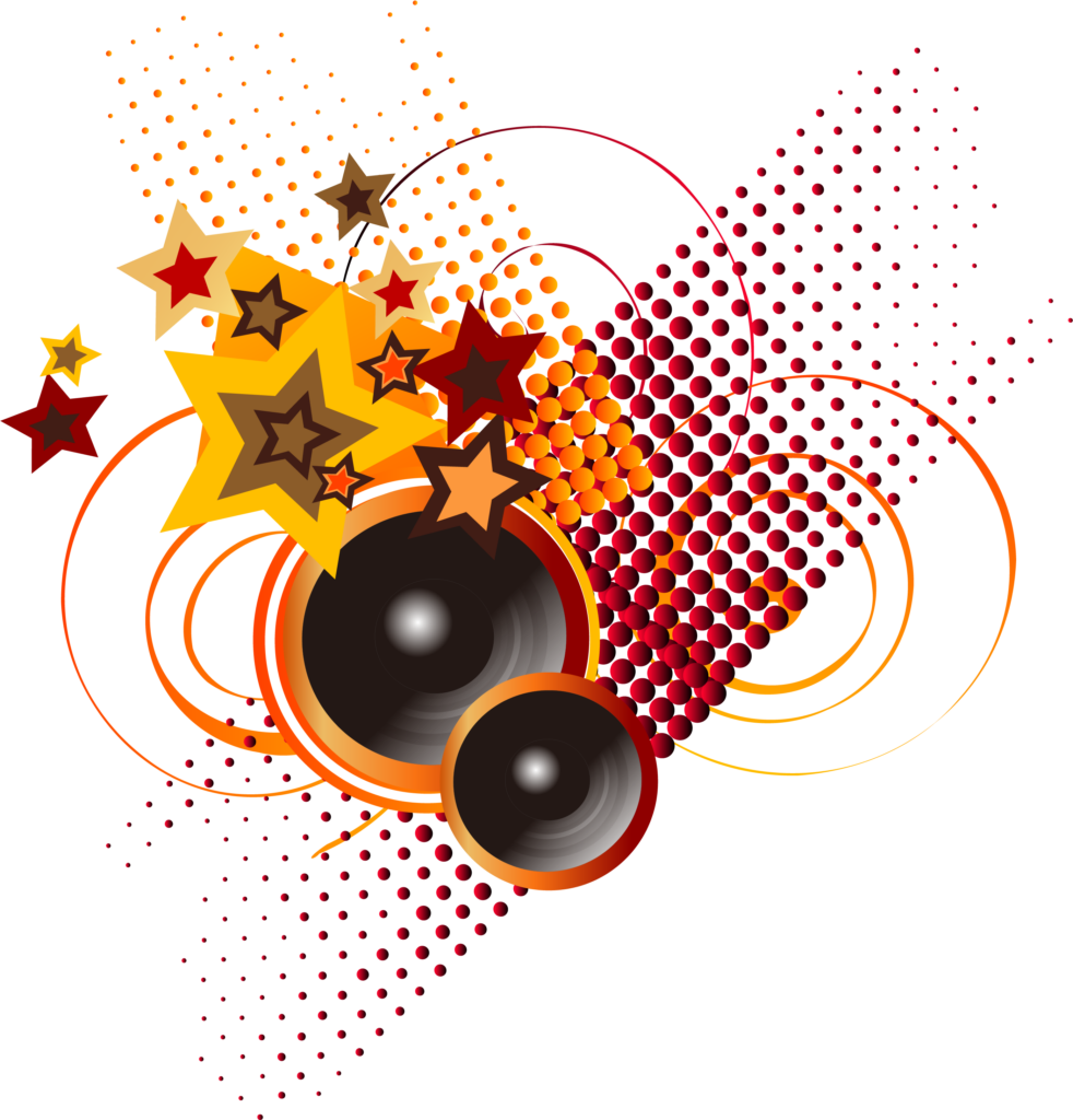 Vibrant Music Speaker Wallpaper with Colorful Stars and Patterns