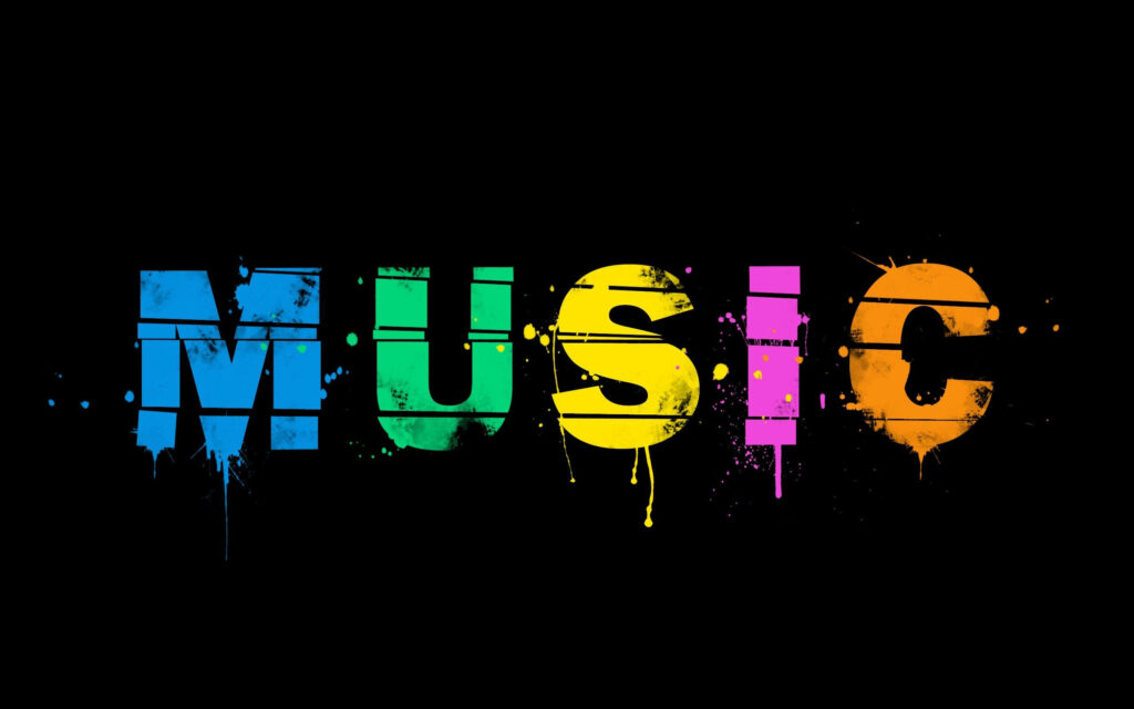 Vibrant MUSIC Wallpaper: Bold Colors & Splash Effect Background