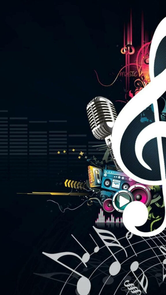 Vibrant Music Wallpaper: Artistic Notes & Retro Vibes Background