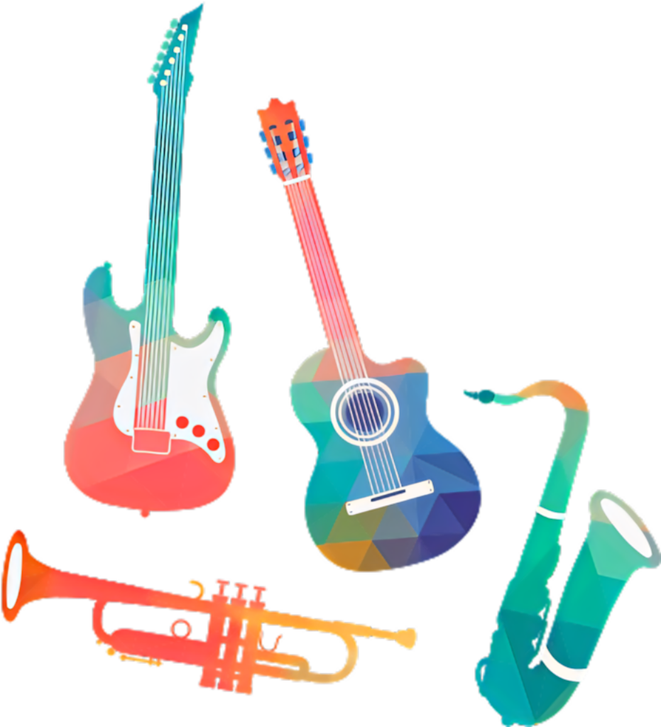 Colorful Musical Instruments Vector Illustration for Stylish Decor Wallpaper