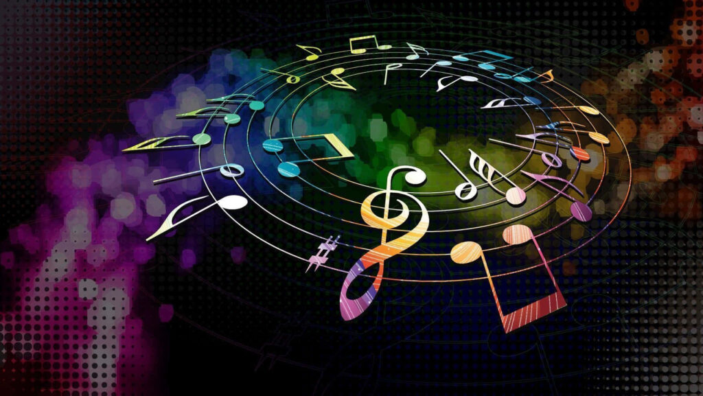 Colorful Musical Notes Wallpaper: Dynamic Abstract Design