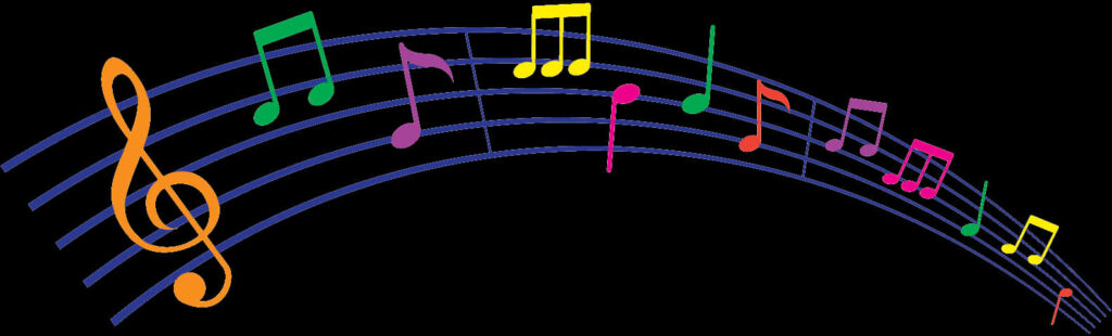 Colorful Musical Notes Wallpaper on Black Background - Joyful Design