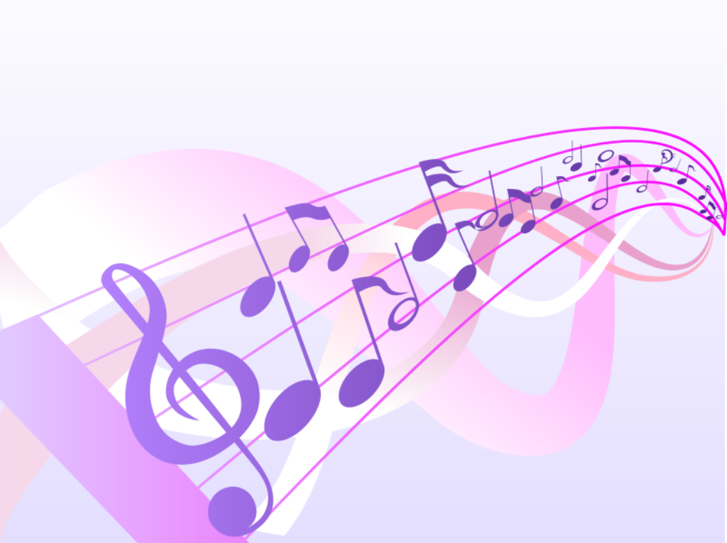Artistic Musical Notes Wallpaper: Vibrant Purple & Pink Background