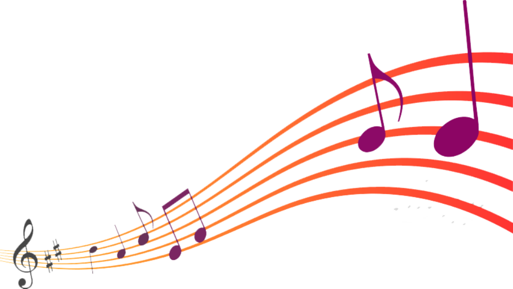 Vibrant Musical Notes Abstract Wallpaper Background in Red & Orange