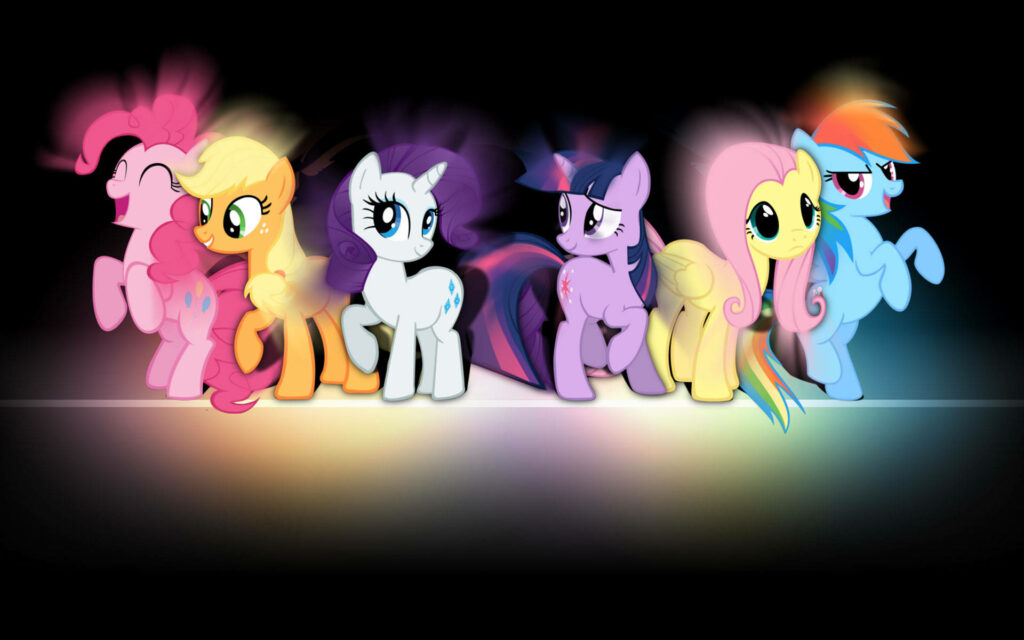 My Little Pony Desktop Wallpaper: Colorful Characters on Black Background
