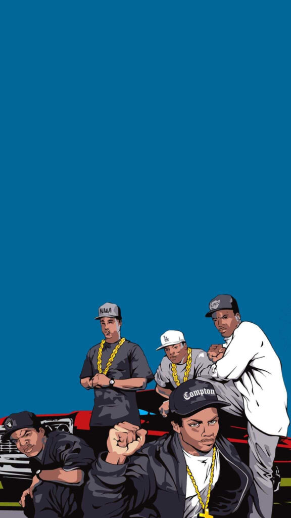 Vibrant N.W.A. Vector Art Wallpaper - Retro Hip-Hop Style