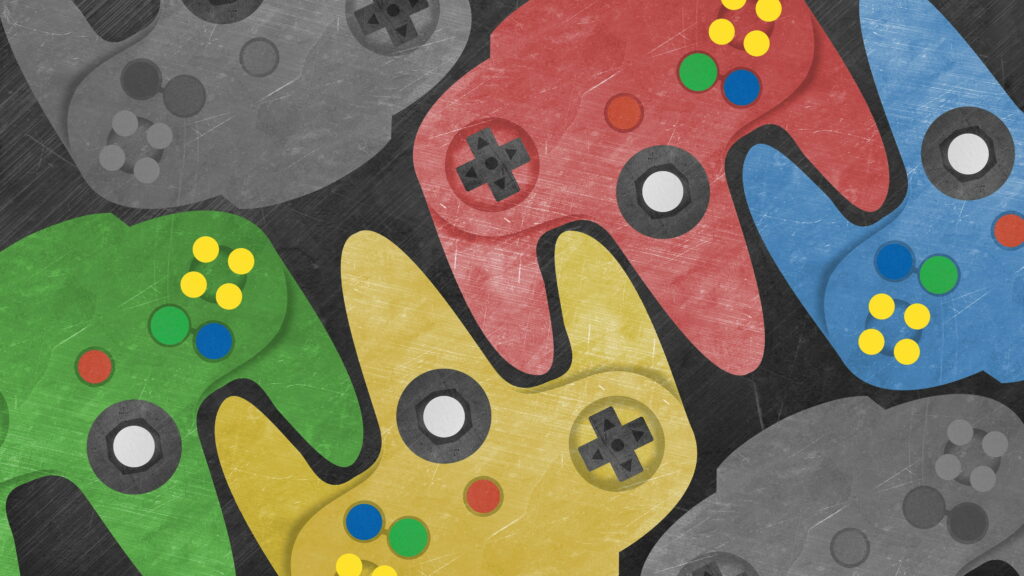 Dreamy Delights: A Colorful Nintendo 64 Controller Fantasy, Nostalgia in 4K Splendor Wallpaper
