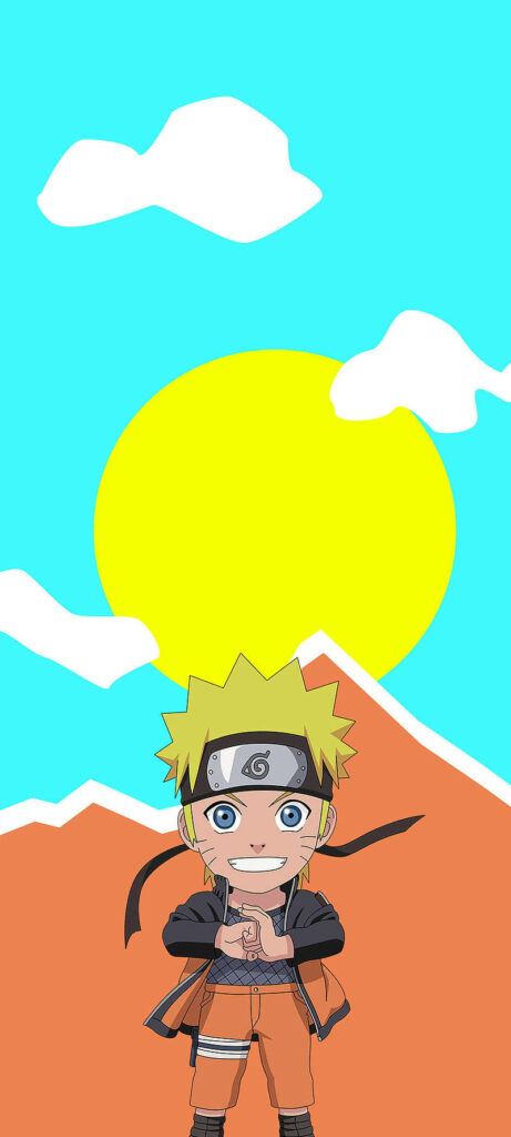 Vibrant Minimalist Chibi Naruto Wallpaper for Phone Screens