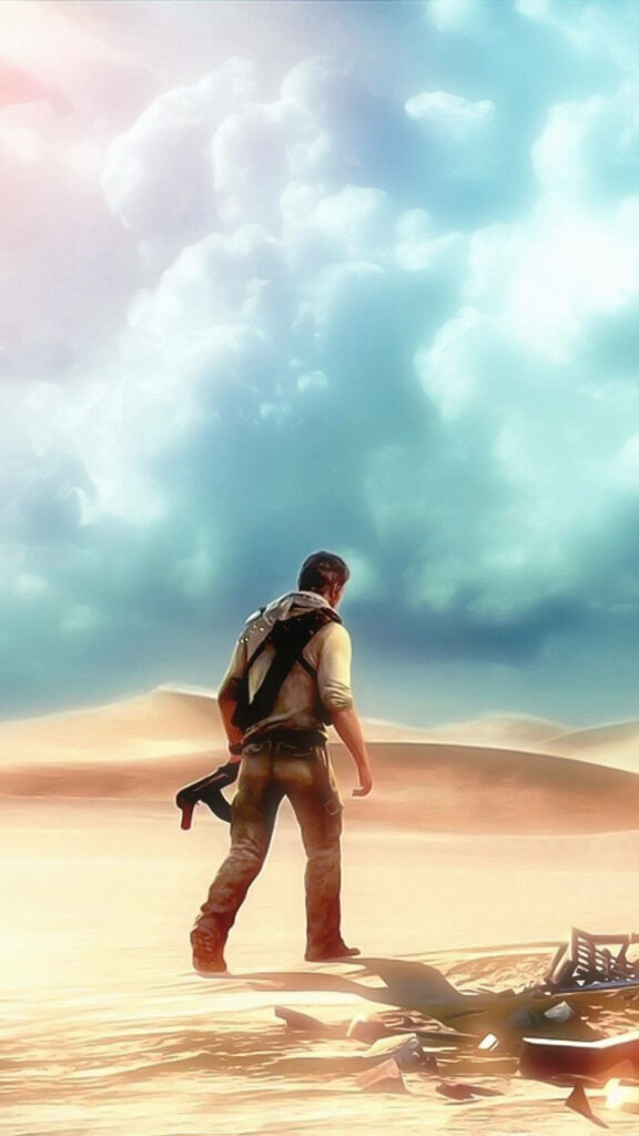 Nathan Drake in Desert Adventure - Uncharted Series Wallpaper