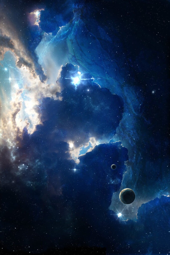 Stunning Cosmic Nebula Wallpaper: Bright Stars & Deep Blue Hues