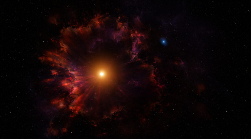 Radiant Star & Nebula Wallpaper: Fiery Hues in Space