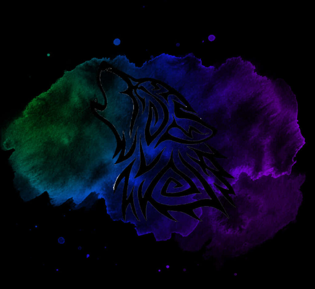 Abstract Wolf Silhouette Over Cosmic Nebula Background Wallpaper