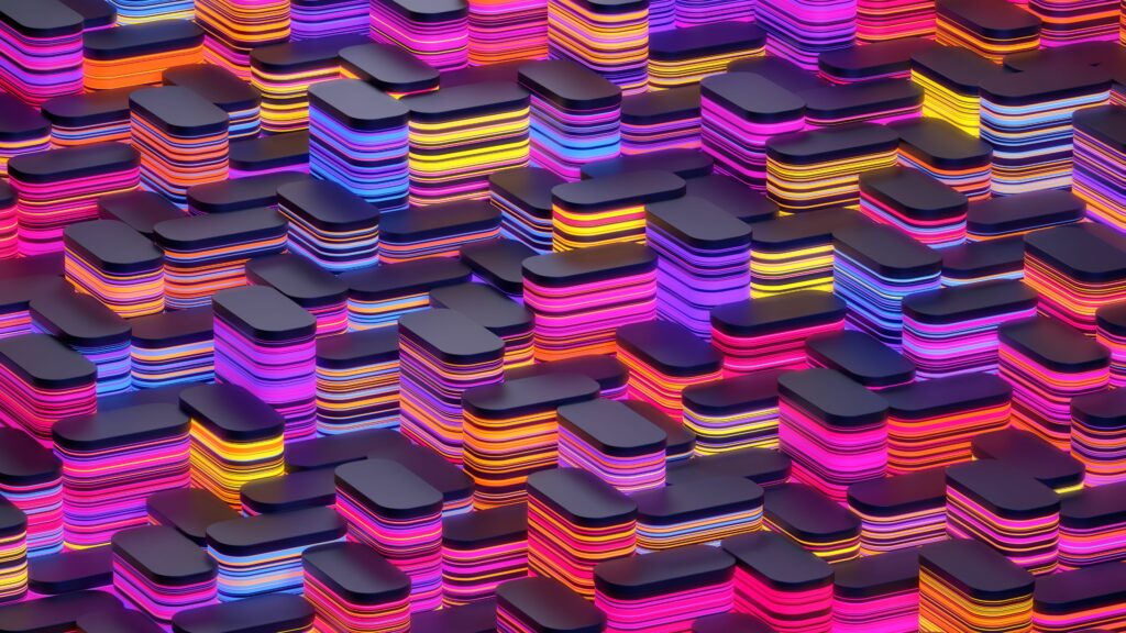Vibrant Neon 3D Shapes Wallpaper - Colorful Geometric Background