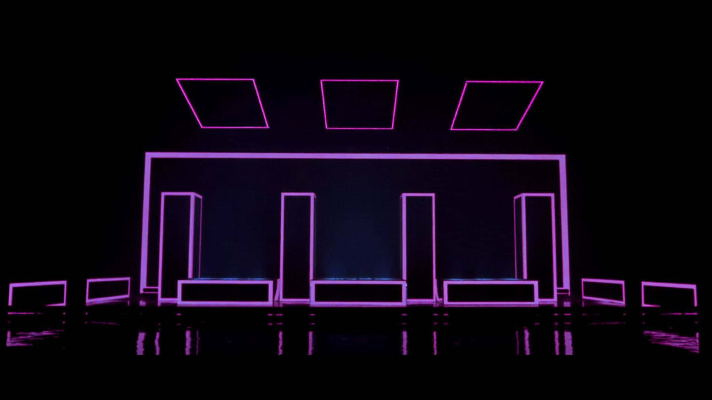 Vibrant Neon Abstract Architecture Wallpaper: Modern Geometric Design