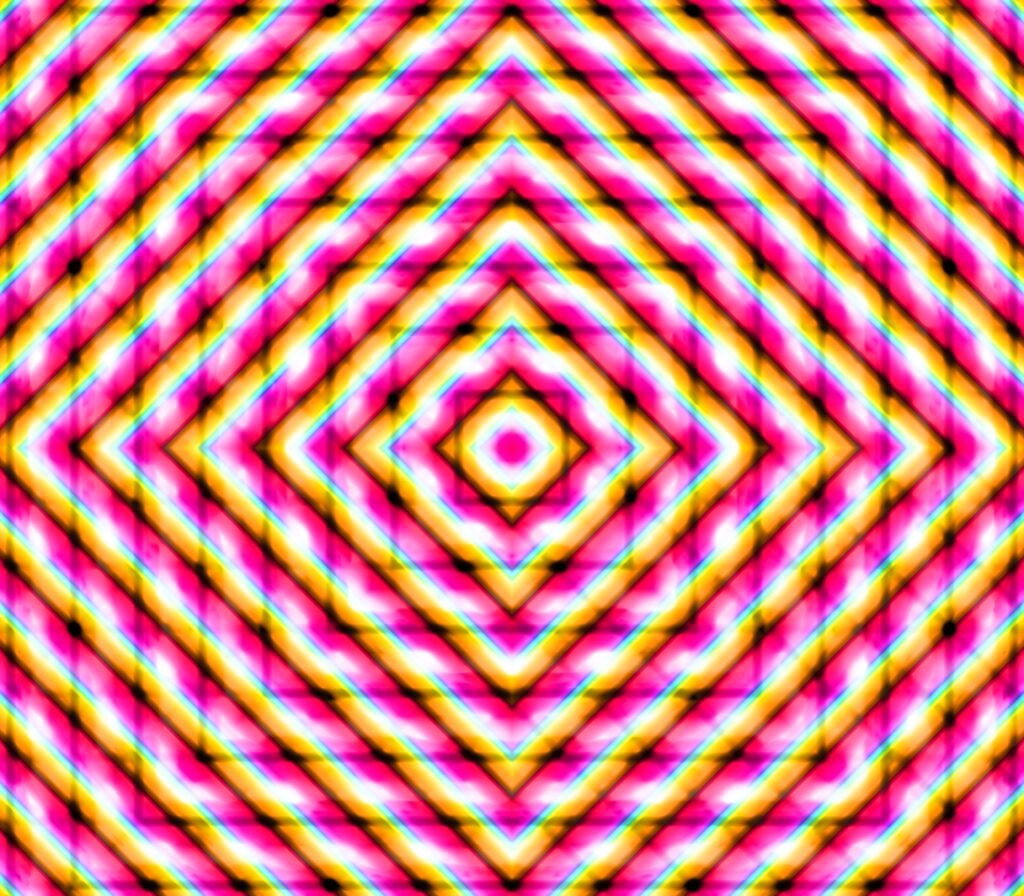Vivid Neon Abstract Wallpaper: Concentric Rhombuses & Squares