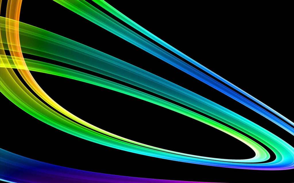 Vibrant Neon Abstract Wallpaper: Flowing Design on Black Background