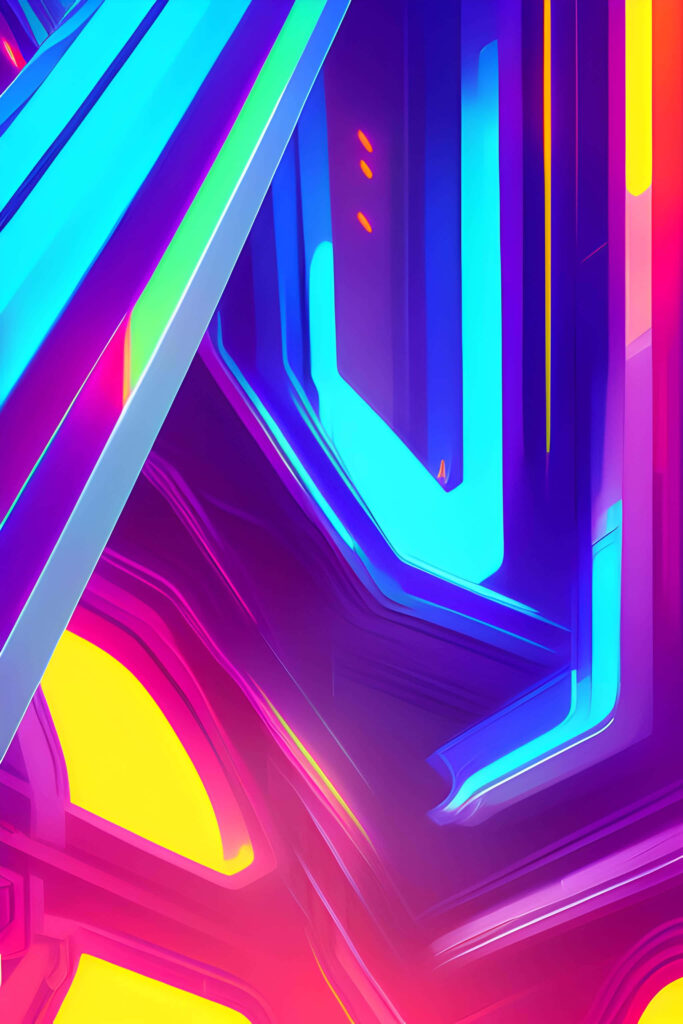 Vibrant Neon Abstract Wallpaper: Dynamic Geometric Design Background