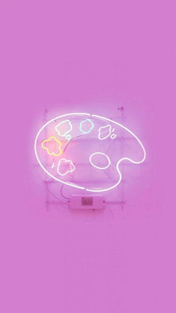Vibrant Neon Art Wallpaper on Pink Background - Colorful Creativity