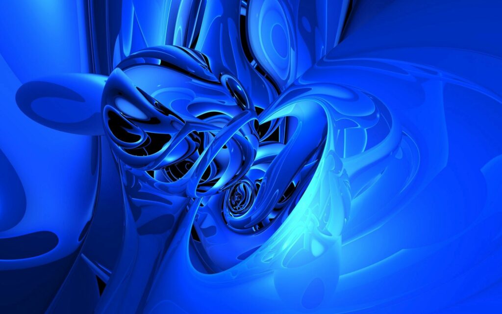Vibrant Neon Blue Abstract Wallpaper with Dynamic Bending Forms