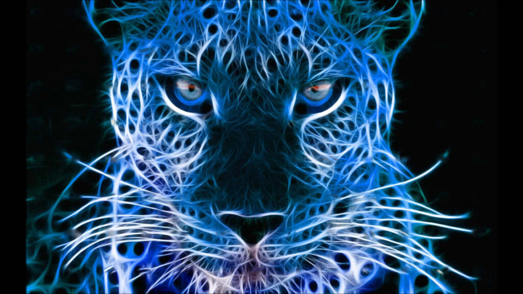 Vibrant Neon Blue Leopard Wallpaper: Bold Modern Statement Background