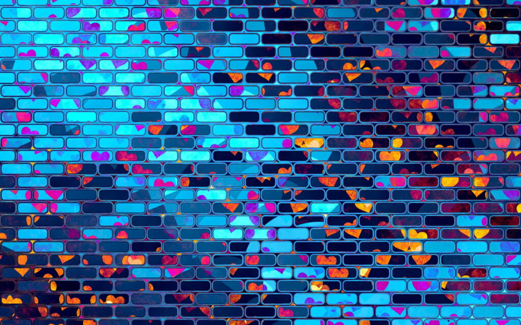 Vibrant Neon Patterns: Abstract Textured Wall of Colorful Bricks - QHD Wallpaper