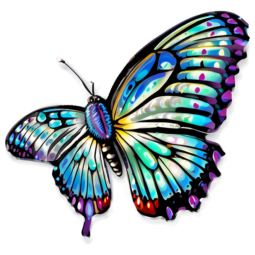 Colorful Neon Butterfly Wallpaper: Intricate Patterns on a Dark Backdrop
