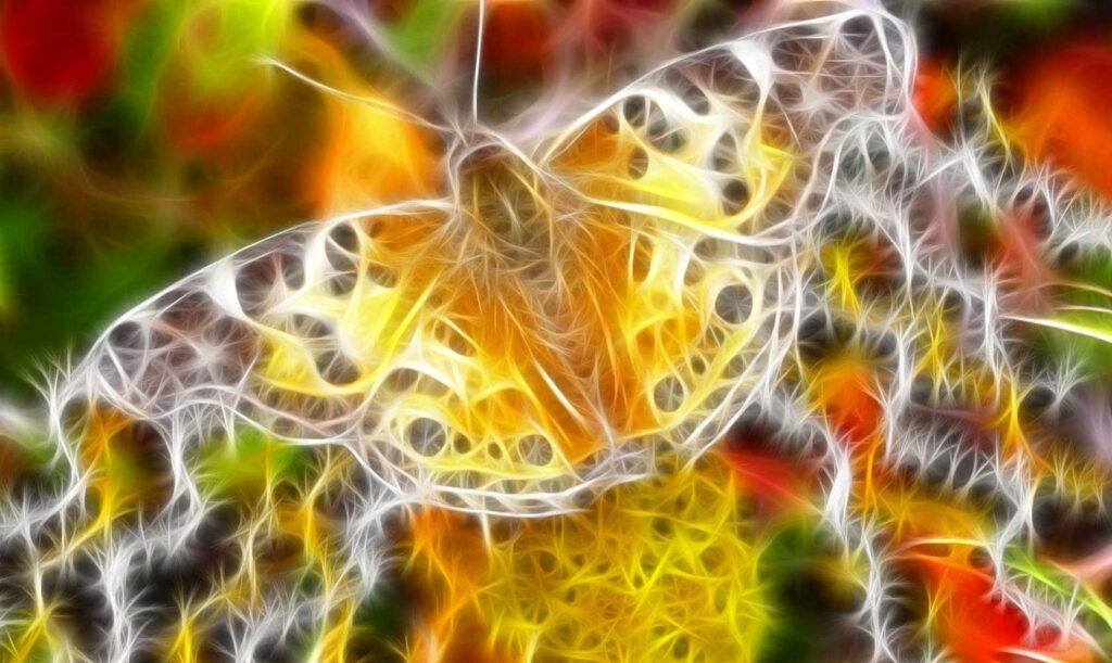 Neon Butterfly Wallpaper: Luminous Golden Hues & Vibrant Background