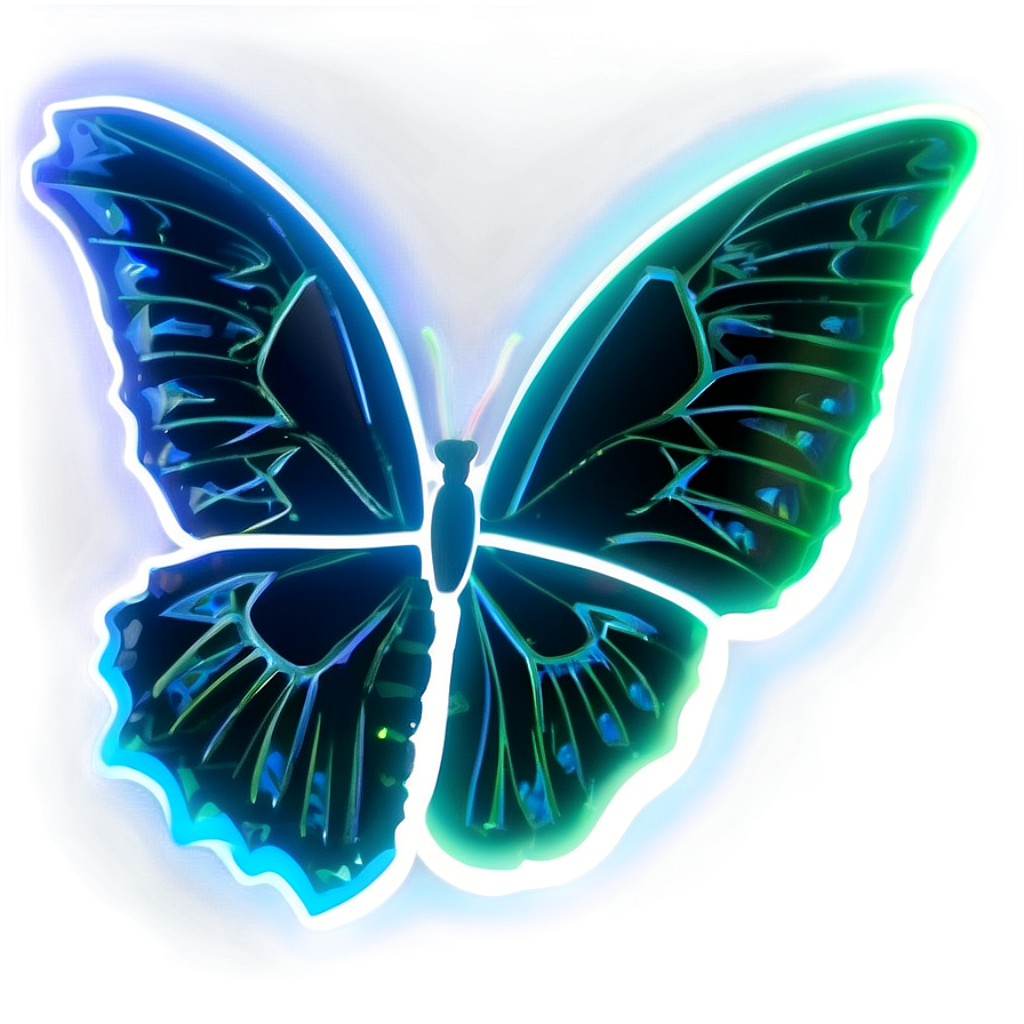 Mesmerizing Neon Butterfly Wallpaper in Blue & Green Gradient