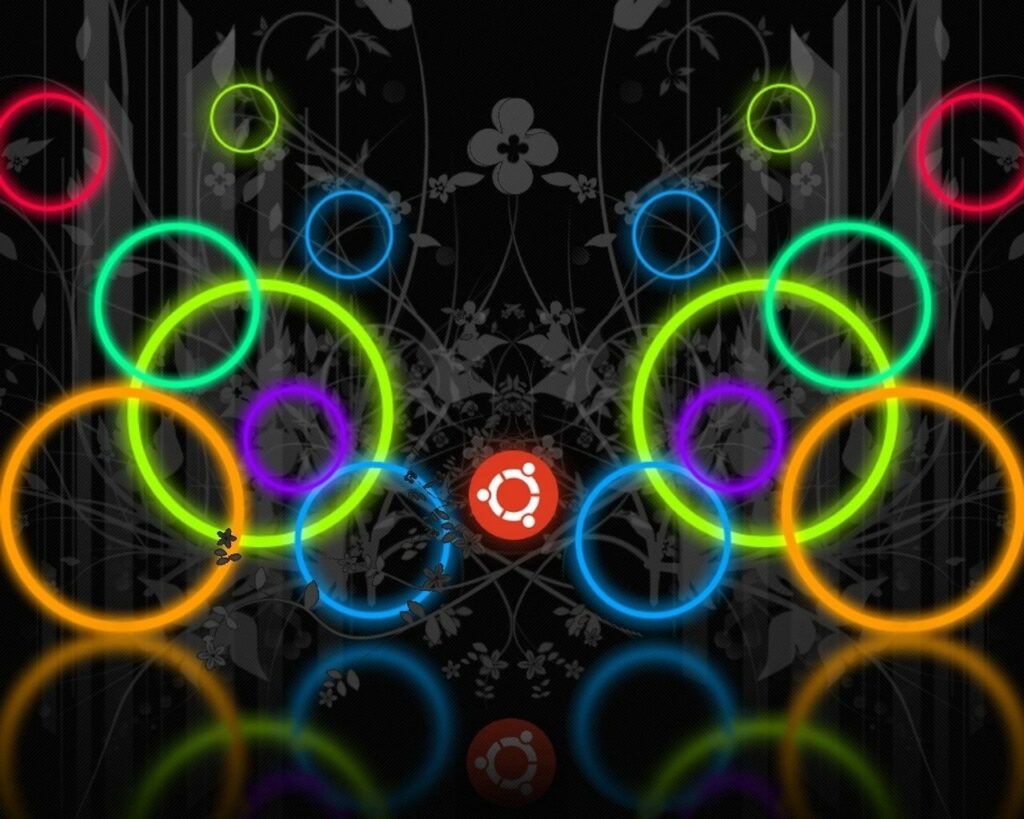 Vibrant Neon Circles on Black Background - Stunning 1280x1024 Wallpaper