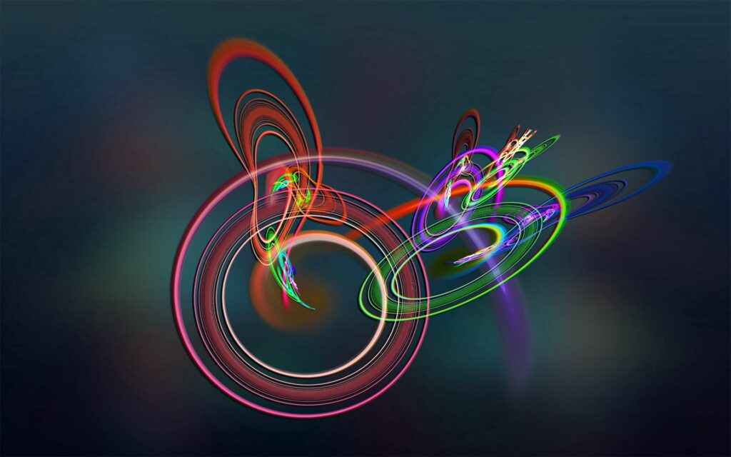 Vibrant Neon Circles Wallpaper: Abstract Loop Design on Dark Background