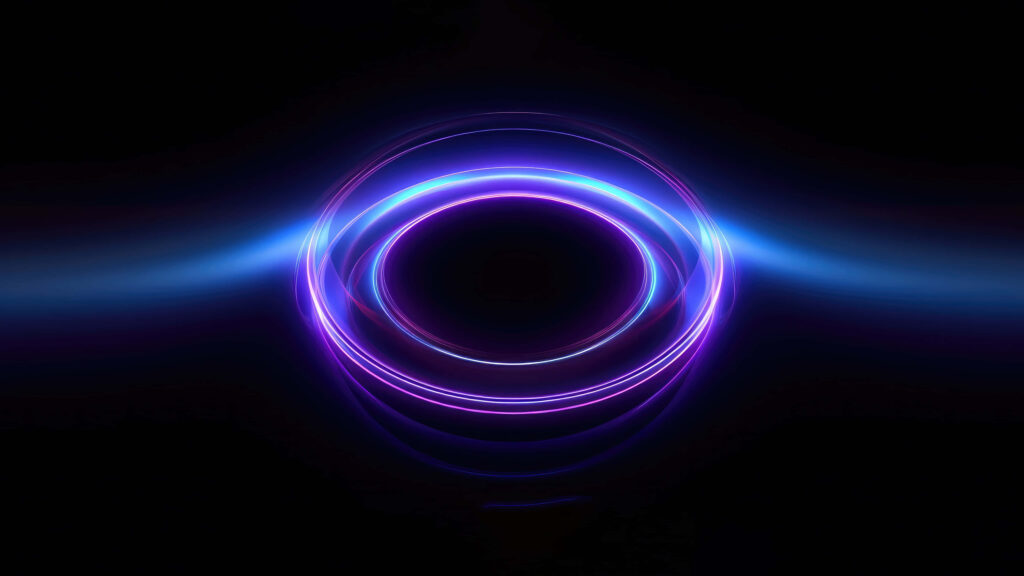 Abstract Neon Circles Wallpaper: Vibrant Blue & Purple on Black