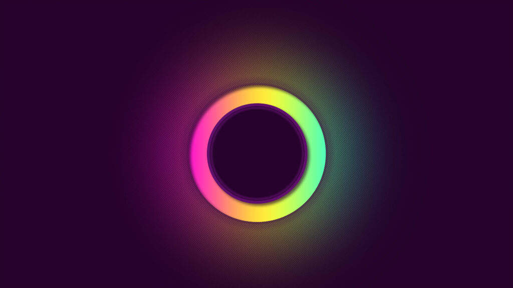 Vibrant Neon Circular Wallpaper on Dark Abstract Background