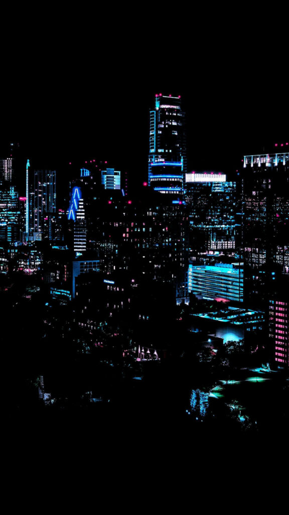 Vibrant Neon City Skyline Wallpaper Background for a Futuristic Feel