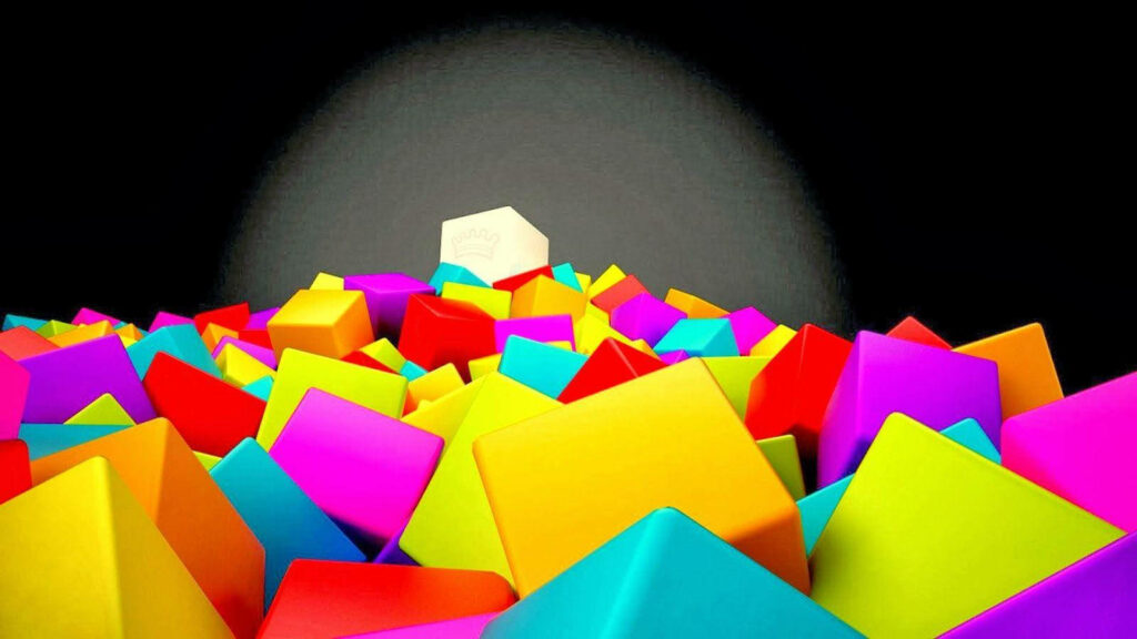 Vibrant Neon Cubes: Dynamic Graphic Design Wallpaper with a Striking Black and Grey Contrast