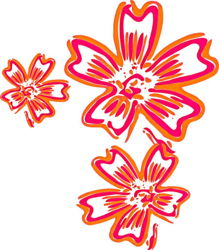 Vibrant Neon Flower Wallpaper: Energetic Pink & Orange Design