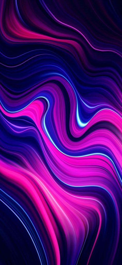 Abstract digital wallpaper with neon pink purple waves and glowing cyan accents for iPhone background