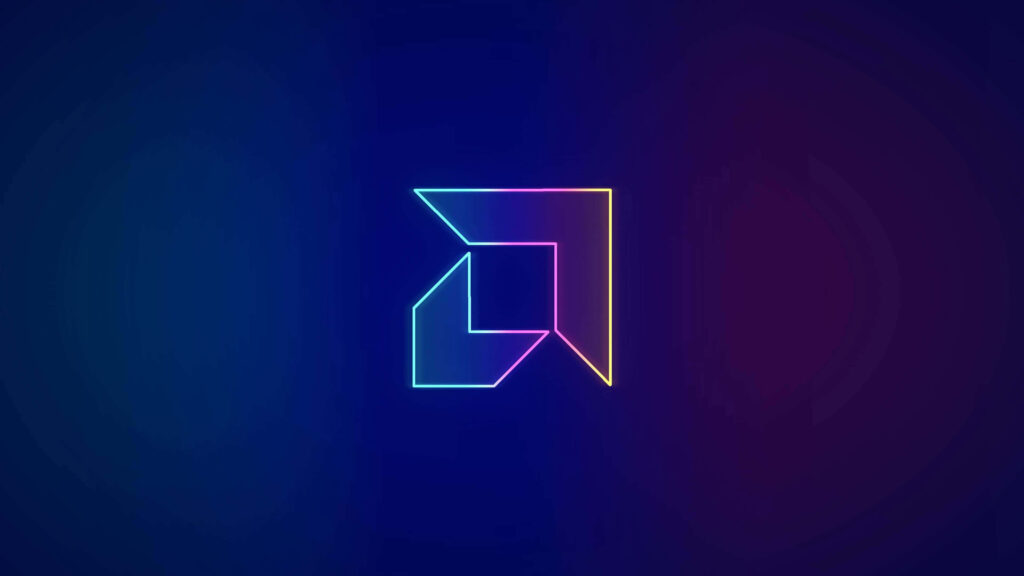 Vibrant Neon Geometric Wallpaper on Dark Gradient Background