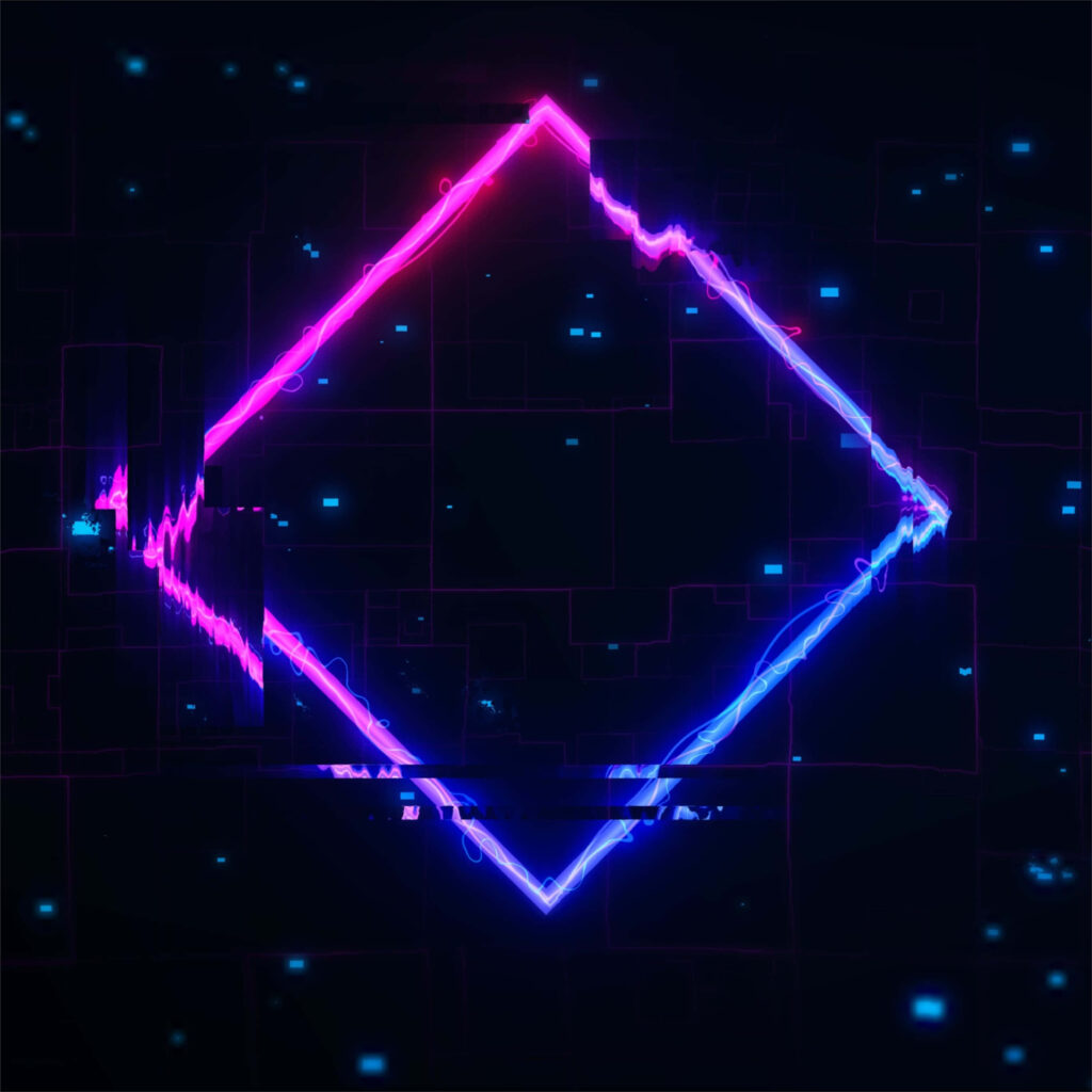 Vibrant Neon Geometric Wallpaper: Pulsating Rhombus Design
