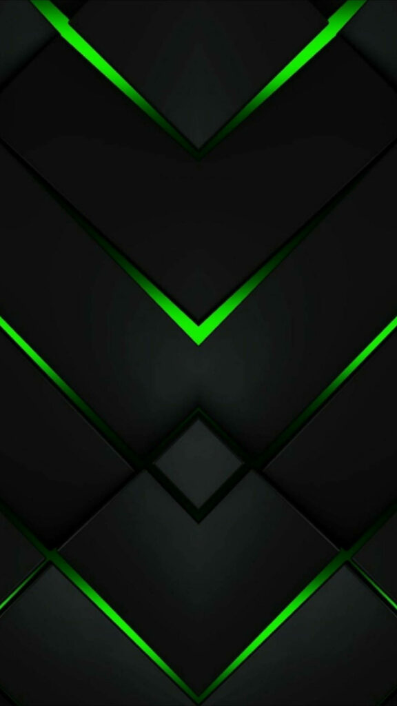 Striking Neon Green Abstract V Shapes on Black iPhone 6 Plus Background: Captivating Visual Delight Wallpaper