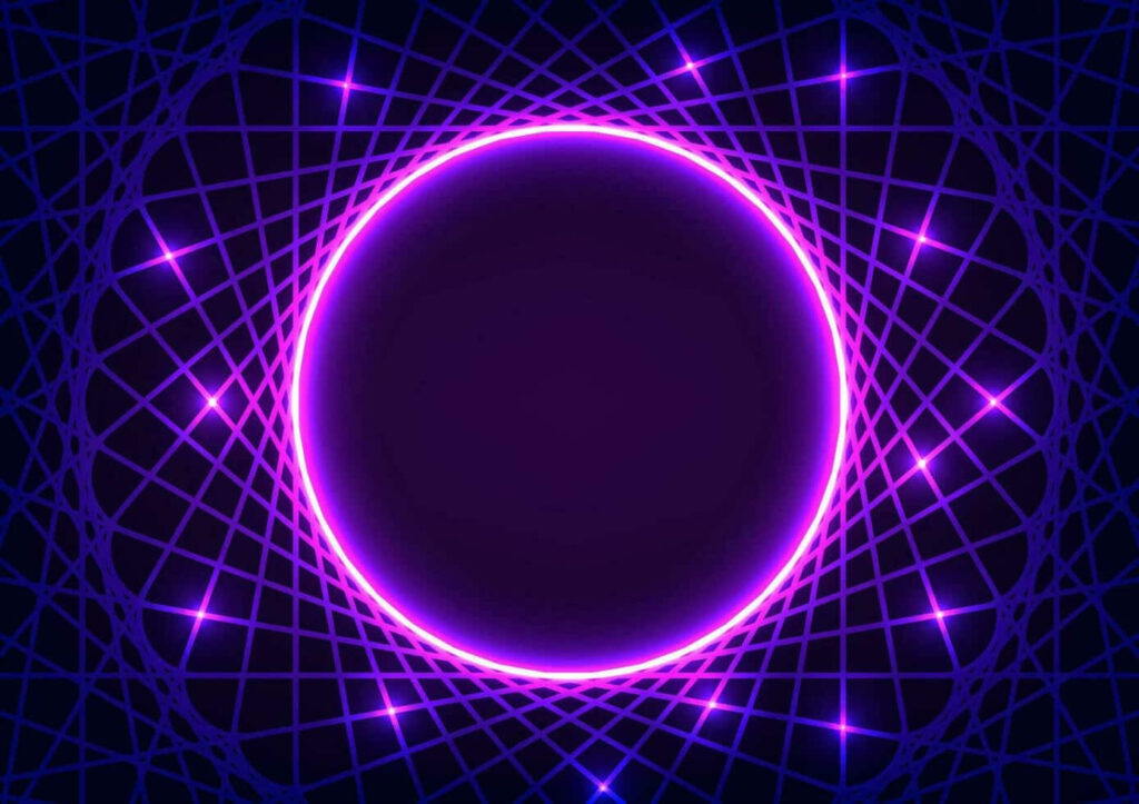 Vibrant Neon Grid Wallpaper: Abstract Circular Pattern in Purple & Pink