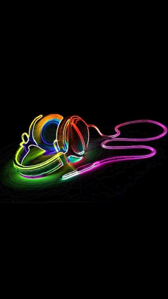Vibrant Neon Headset Wallpaper for Android | Colorful 3D Graphic