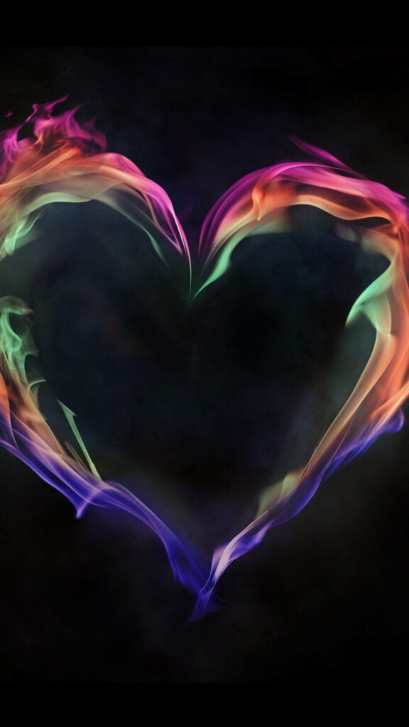 Vibrant Neon Heart Glow: Stunning iPhone Wallpaper Background