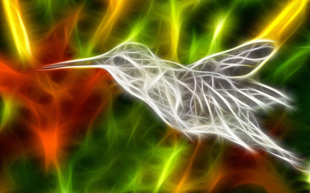 Vibrant Neon Hummingbird Wallpaper: Colorful Art Background Design