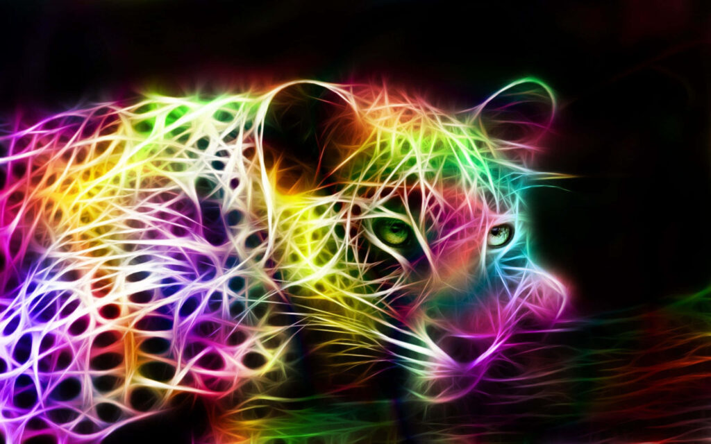Vibrant Neon Jaguar Wallpaper: Dynamic Abstract Art Background