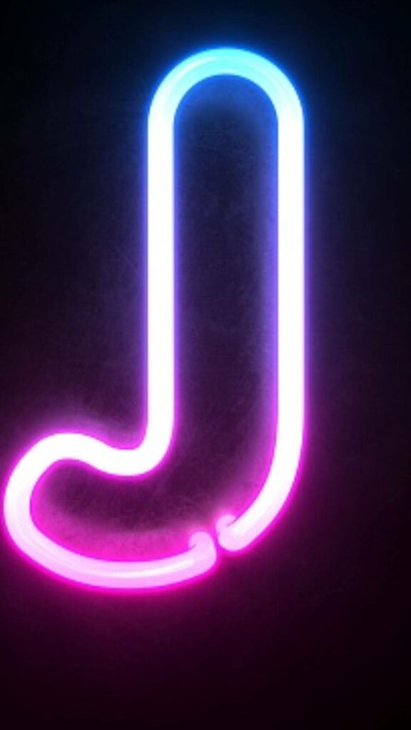 Vibrant Neon Letter J Wallpaper: Bright Blue & Pink on Dark Background