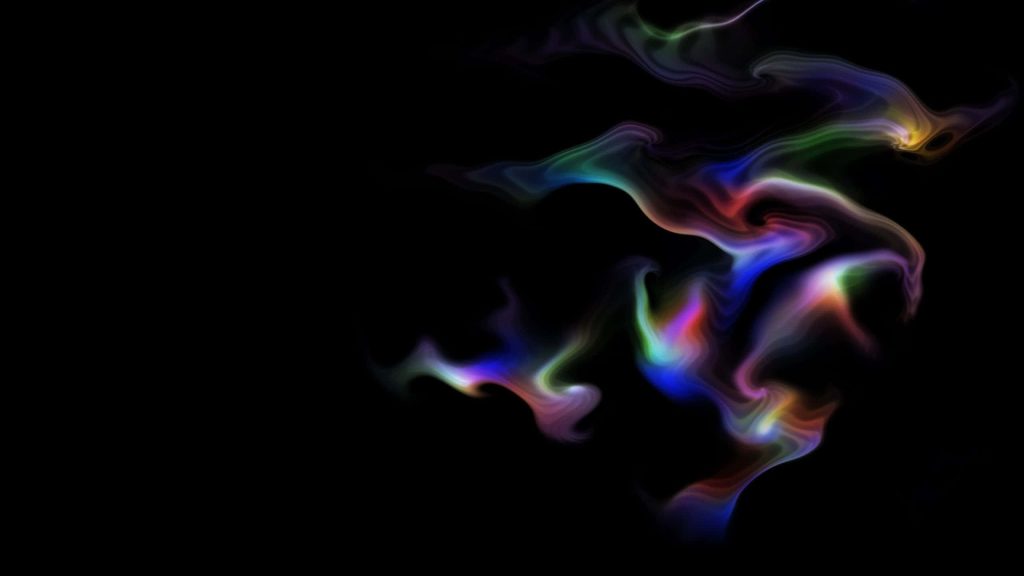 Vibrant abstract neon light trails in blue purple green and orange on a black background wallpaper