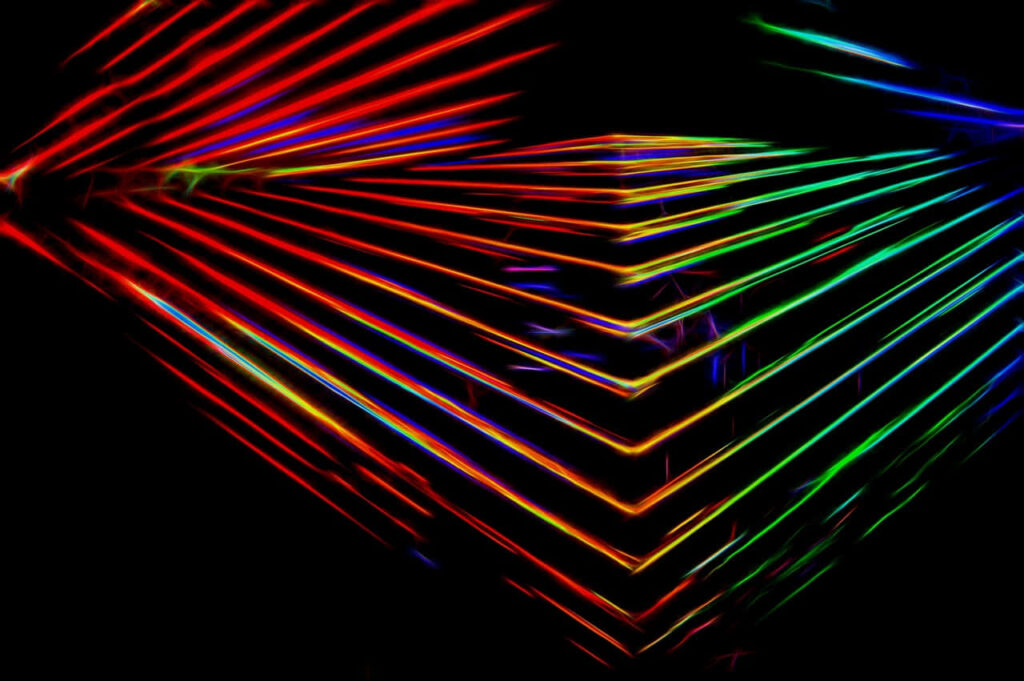 Vibrant Neon Lights Geometric Wallpaper - Futuristic Black Background