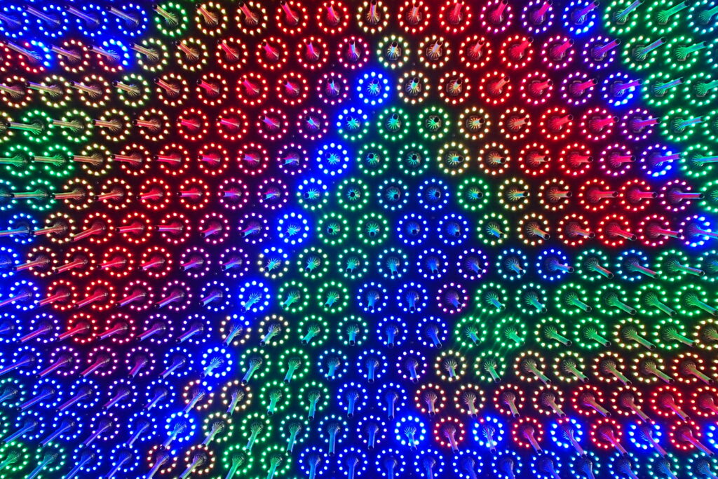 Vibrant Neon Lights Wallpaper: Symmetrical Colorful Background