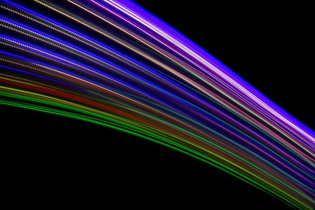 Vibrant Neon Lines on Black Background - High-Res Wallpaper